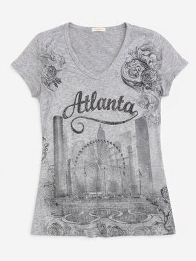 Atlanta Skyline V-Neck Tee - Gray